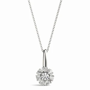 Tarin 0.15 Carat Natural Diamond Round cut 4 Prong  Cluster Pendant Necklace