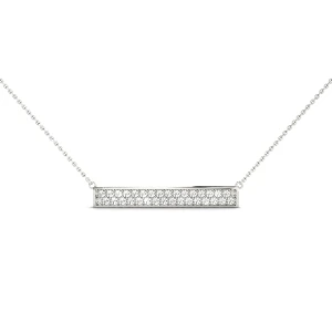 Anna Lab-Created Platinum Bar Set Diamond Necklace