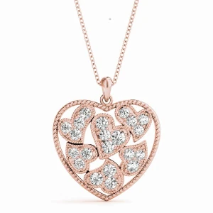 Lizzy Lab Grown Diamond Rose Gold 4 Prong Heart Necklace