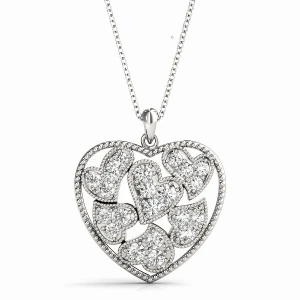 Lizzy Lab-Created Diamond Round cut 4 Prong  Heart Necklace