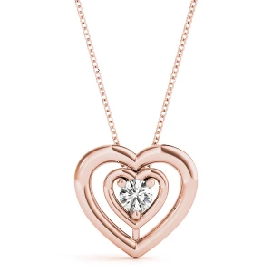 Rocelin Lab Grown Diamond Rose Gold 3 Prong Solitaire Pendant Necklace