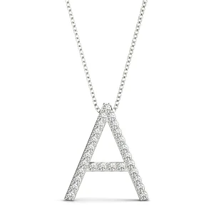 Asher Lab-Created White Gold Prong Set Diamond Initial Necklace