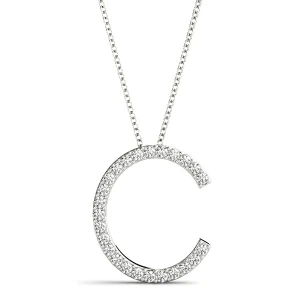 Cairo Lab-Created White Gold Prong Set Diamond Initial Necklace