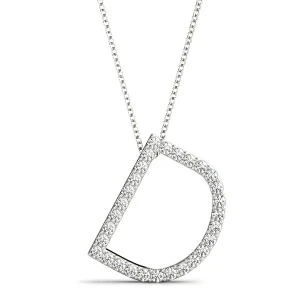 Draper Lab-Created White Gold Prong Set Diamond Initial Necklace