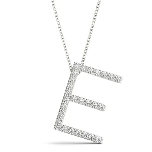 Elvin Lab-Created White Gold Prong Set Diamond Initial Necklace