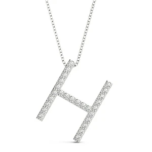 Harris Lab-Created White Gold Prong Set Diamond Initial Necklace
