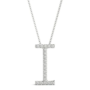 Israel Lab-Created White Gold Prong Set Diamond Initial Necklace