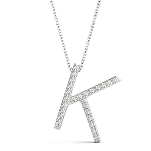 Kipton Lab-Created White Gold Prong Set Diamond Initial Necklace