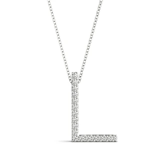 Linden Lab-Created White Gold Prong Set Diamond Initial Necklace