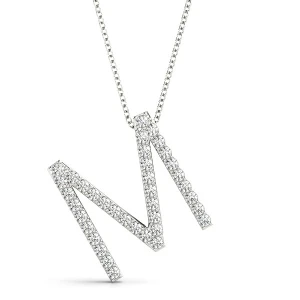Mason Lab-Created White Gold Prong Set  Diamond Initial Necklace