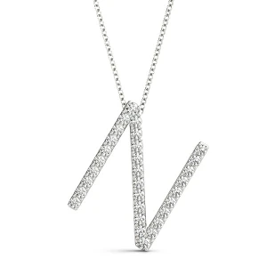 Nicholas Lab-Created White Gold Prong Set  Diamond Initial Necklace