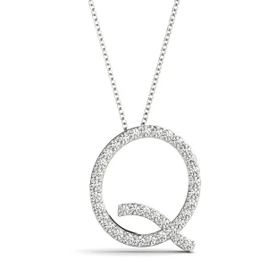 Quirin Lab-Created White Gold Prong Set  Diamond Initial Necklace