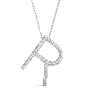 Robert Lab-Created White Gold Prong Set  Diamond Initial Necklace