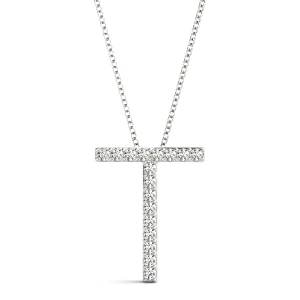 Tyler Lab-Created White Gold Prong Set  Diamond Initial Necklace