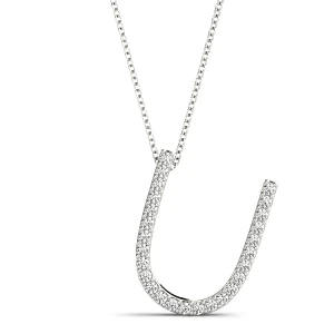 David Lab-Created White Gold Prong Set  Diamond Initial Necklace
