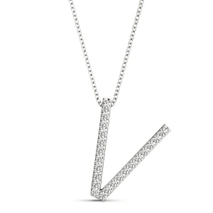 Van Lab-Created White Gold Prong Set  Diamond Initial Necklace