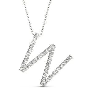 Wesley Lab Grown Silver Prong Set  Diamond Initial Necklace