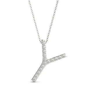 Younel Lab Grown Silver Prong Set  Diamond Initial Necklace