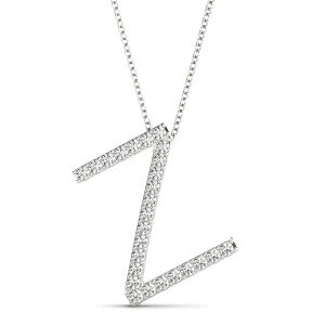 Zayne Lab Grown Silver Prong Set  Diamond Initial Necklace
