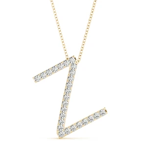 Zayne Lab-Created Yellow Gold Prong Set  Diamond Initial Necklace