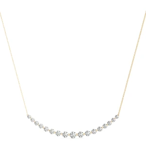 Delfiah Lab-Created Yellow Gold Share Prong Set Diamond Necklace