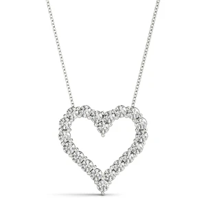 Shuly Lab-Created Diamond Round cut Shared Prong Heart Necklace