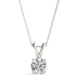 Clara Lab-Created Diamond White Gold 4 Prong Solitaire Pendant Necklace