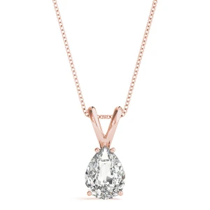 Anita Natural Diamond Rose Gold 4 Prong Solitaire Pendant Necklace