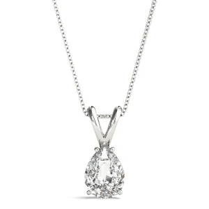 Anita Natural Diamond Platinum 4 Prong Solitaire Pendant Necklace