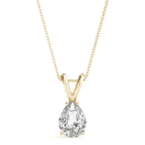 Anita Natural Diamond Yellow Gold 4 Prong Solitaire Pendant Necklace