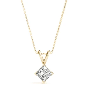 Darris Natural Diamond Yellow Gold 4 Prong Solitaire Pendant Necklace