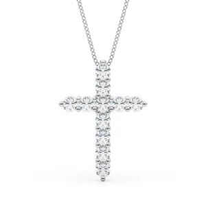 Venna Natural Diamond Shared Prong Cross Pendant Necklace