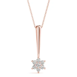 Lucus Lab Grown Diamond Rose Gold Pave Set  Cluster Pendant Necklace