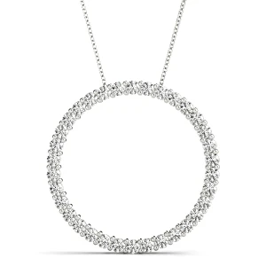 Hiram Lab-Created Diamond Round cut Prong Set  Circle Pendant Necklace