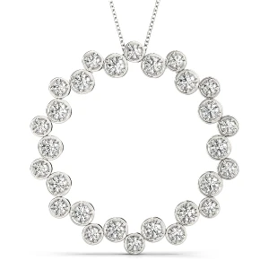 Micharl Lab-Created Diamond Round cut Bezel Set  Circle Pendant Necklace