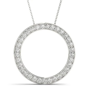 Simon Lab-Created Diamond Round cut Pave Set  Circle Pendant Necklace