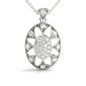 Clyde Lab-Created Diamond Round cut Pave Set  Cluster Pendant Necklace