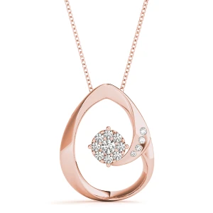 Adrian Lab Grown Diamond Rose Gold Prong Set Cluster Pendant Necklace