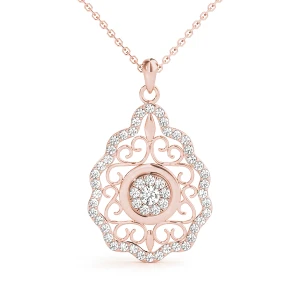 Cassian Lab Grown Diamond Rose Gold Pave Set  Cluster Pendant Necklace