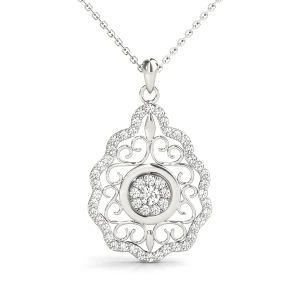 Cassian Lab-Created Diamond Round cut Pave Set  Cluster Pendant Necklace