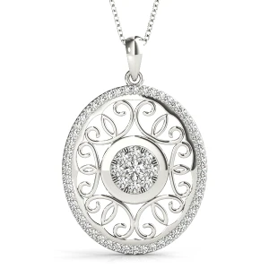 Soren Lab-Created Diamond Round cut Pave Set  Cluster Pendant Necklace