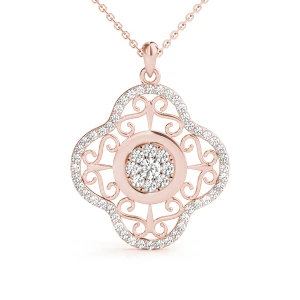 Stellan Lab Grown Diamond Rose Gold Bezel Set Cluster Pendant Necklace