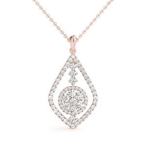 Romulus Lab Grown Diamond Rose Gold Prong Set Cluster Pendant Necklace