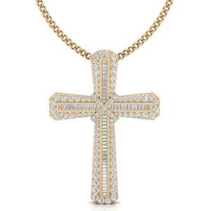 Lydia Lab Grown Diamond Yellow Gold Cross Pendant Necklace
