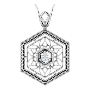 Tristine Natural Diamond Rose Gold 3 Prong Solitaire Pendant Necklace