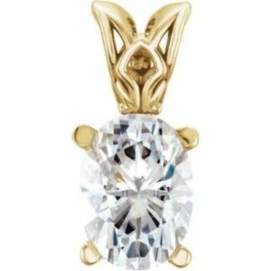 Romena Natural Diamond Oval cut 4 Prong  Solitaire Pendant Necklace
