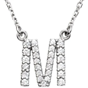 Gracy Natural Silver Prong Set Diamond Initial Necklace