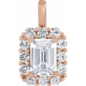 Jerin Natural Diamond Rose Gold 4 Prong Halo Pendant Necklace