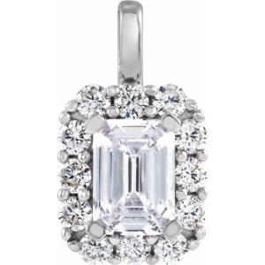 Jerin Natural Diamond White Gold 4 Prong Halo Pendant Necklace