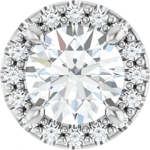 Jebina Natural Diamond White Gold 4 Prong Halo Pendant Necklace
